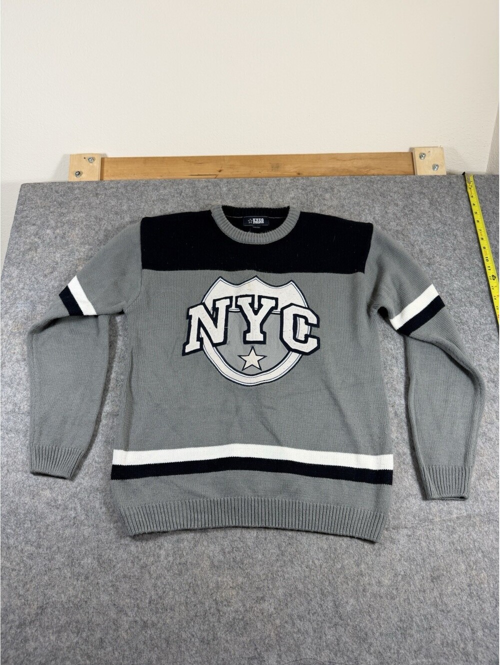 Vintage Y2K NYC New York City Crewneck Sweatshirt Adult L Gray Fleece Pullover - Picture 1 of 7
